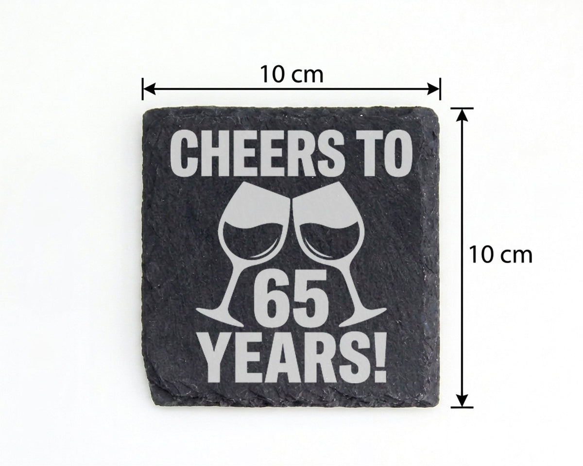 Schiefer Untersetzer 65 Jahre Cheers To Years - Geschenk zum Geburtsta – Bild 4