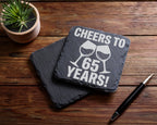 Schiefer Untersetzer 65 Jahre Cheers To Years - Geschenk zum Geburtsta – Bild 5
