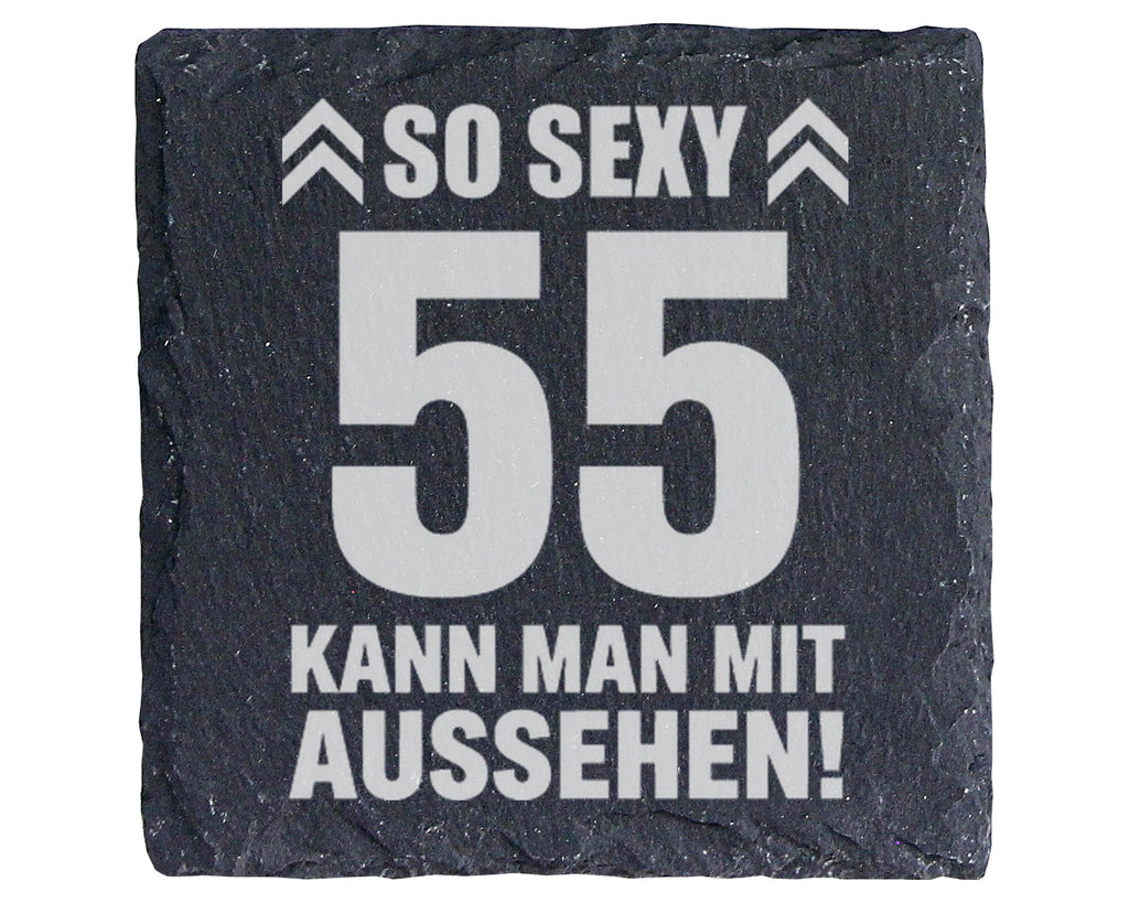 Schiefer Untersetzer 55 Geburtstag Spruch So Sexy Aussehen - Geschenk  – Bild 1