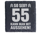 Schiefer Untersetzer 55 Geburtstag Spruch So Sexy Aussehen - Geschenk  – Bild 1