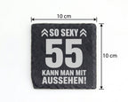 Schiefer Untersetzer 55 Geburtstag Spruch So Sexy Aussehen - Geschenk  – Bild 4