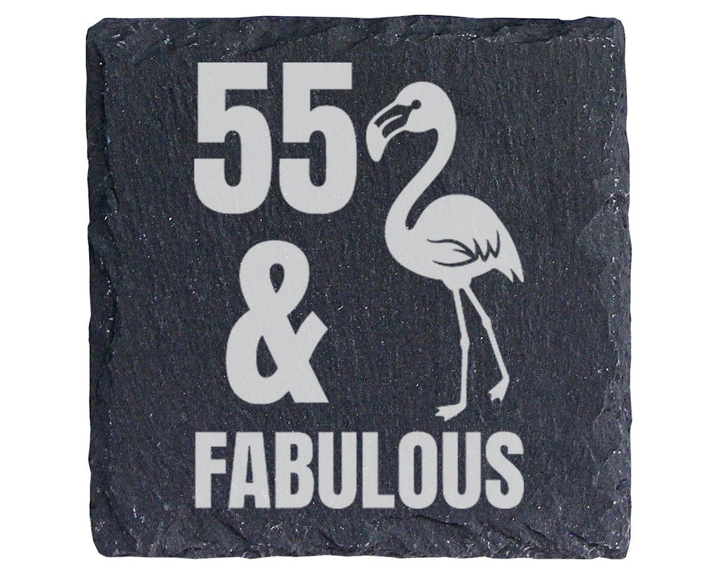 Schiefer Untersetzer Flamingo 55 And Fabulous - Geschenk zum Geburtsta – Bild 1