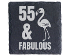 Schiefer Untersetzer Flamingo 55 And Fabulous - Geschenk zum Geburtsta – Bild 1