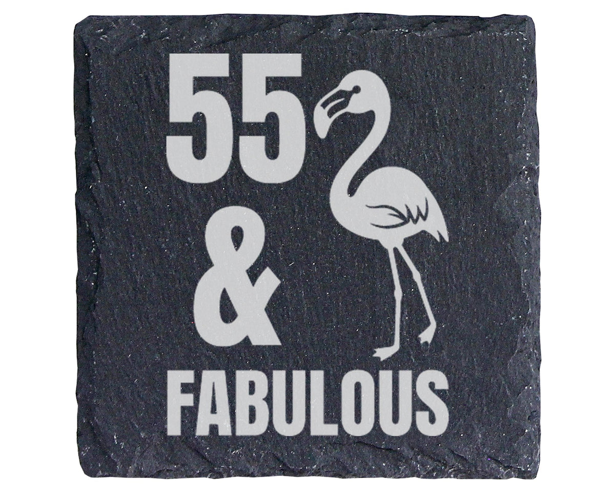 Schiefer Untersetzer Flamingo 55 And Fabulous - Geschenk zum Geburtsta – Bild 1