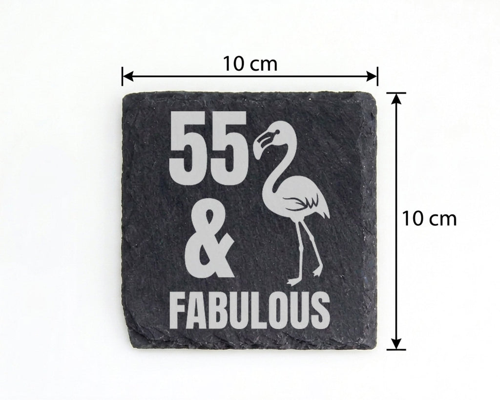 Schiefer Untersetzer Flamingo 55 And Fabulous - Geschenk zum Geburtsta – Bild 4