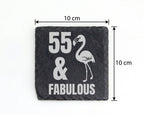Schiefer Untersetzer Flamingo 55 And Fabulous - Geschenk zum Geburtsta – Bild 4