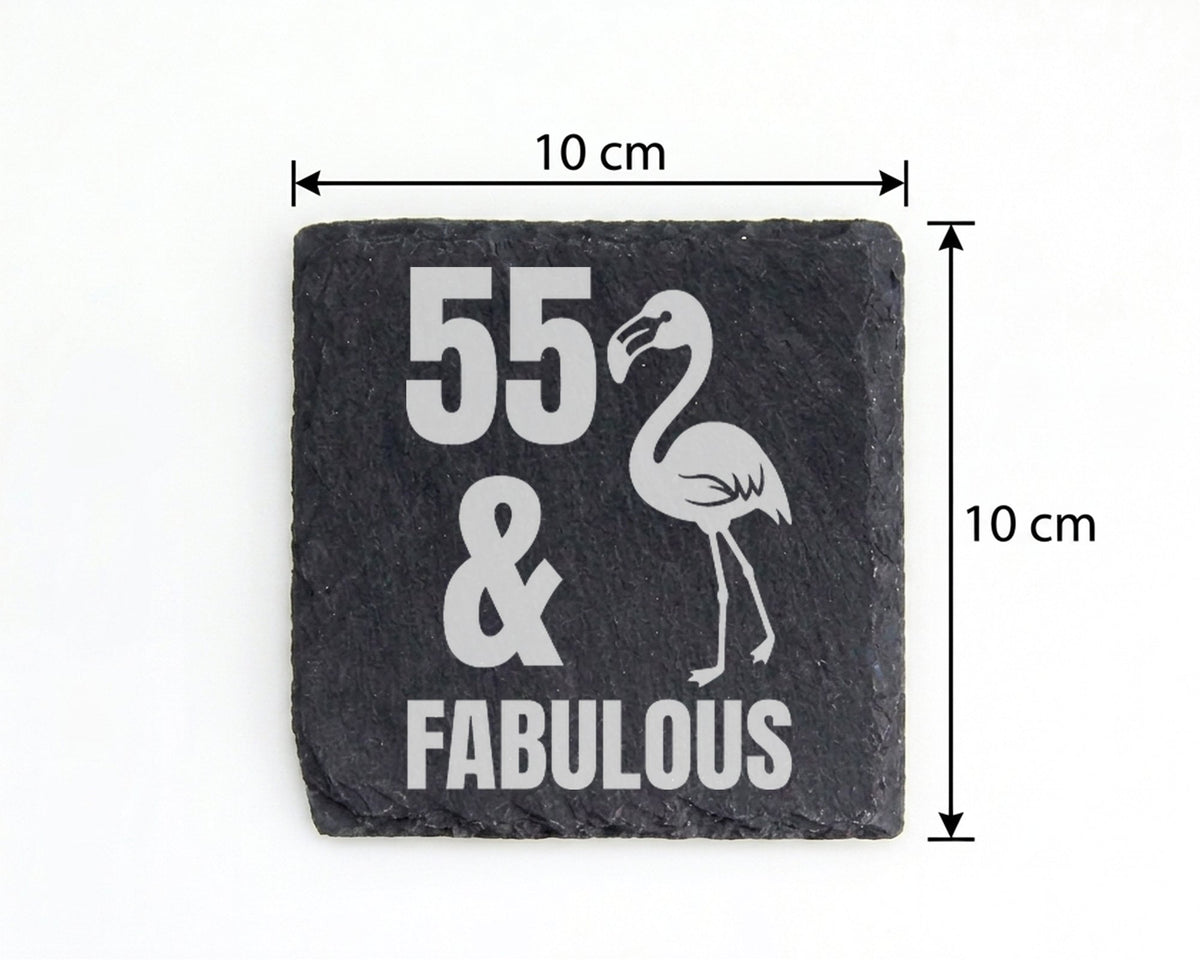 Schiefer Untersetzer Flamingo 55 And Fabulous - Geschenk zum Geburtsta – Bild 4