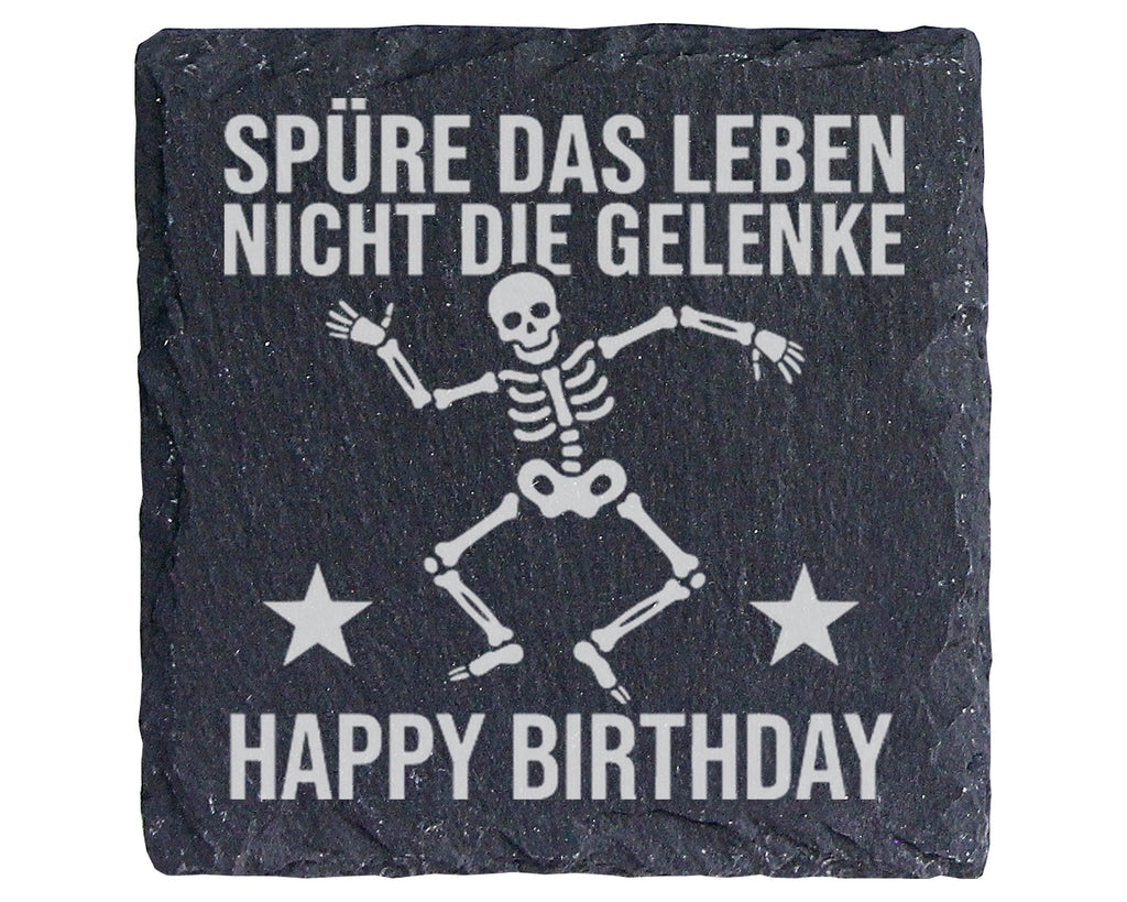 Schiefer Untersetzer Skelett Spüre Das Leben Nicht Die Gelenke - Gesch – Bild 1