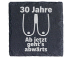 Schiefer Untersetzer 30 Jahre Hängebusen Ab Jetzt Geht's Abwärts - Lus – Bild 1