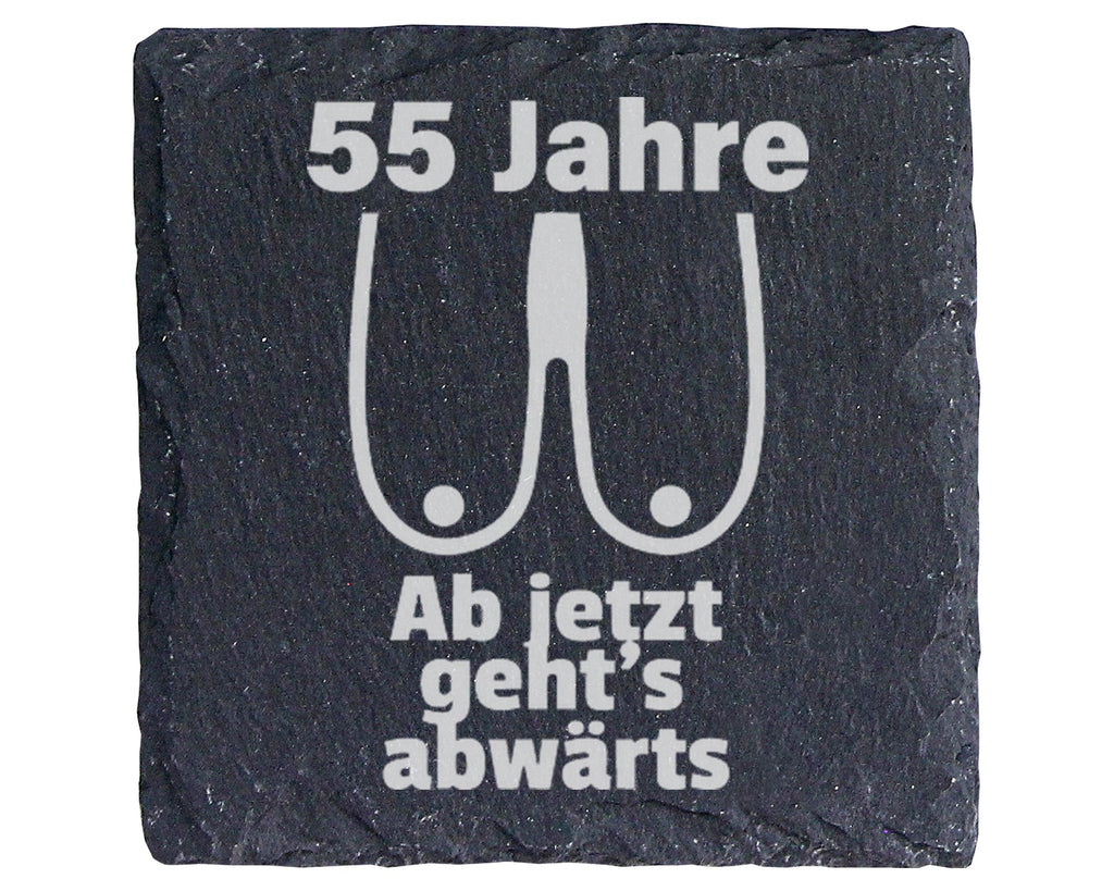 Schiefer Untersetzer 55 Jahre Ab Jetzt Gehts Abwärts - Lustiges Gesche – Bild 1