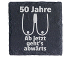 Schiefer Untersetzer 50 Jahre Brüste Ab Jetzt Geht's Abwärts - Lustige – Bild 1