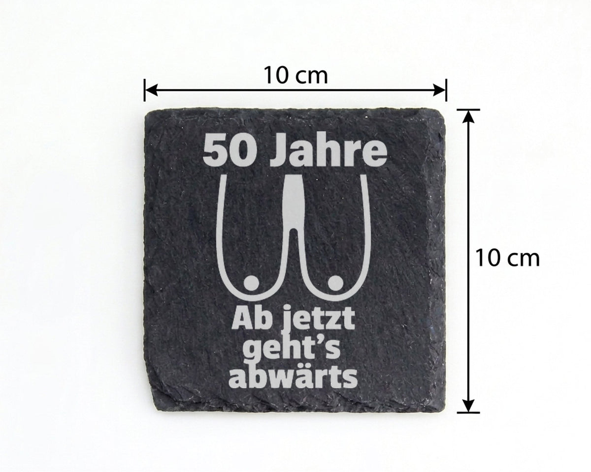 Schiefer Untersetzer 50 Jahre Brüste Ab Jetzt Geht's Abwärts - Lustige – Bild 4