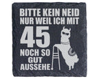 Schiefer Untersetzer 45 Geburtstag Bitte Kein Neid Lama - Lustiges Ges – Bild 1