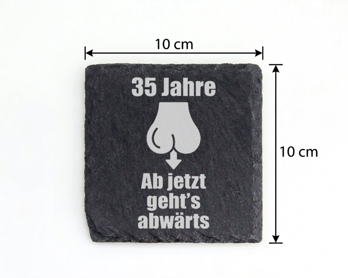 Schiefer Untersetzer 35 Jahre Abwärts - Lustiges Geschenk für Männer z – Bild 4