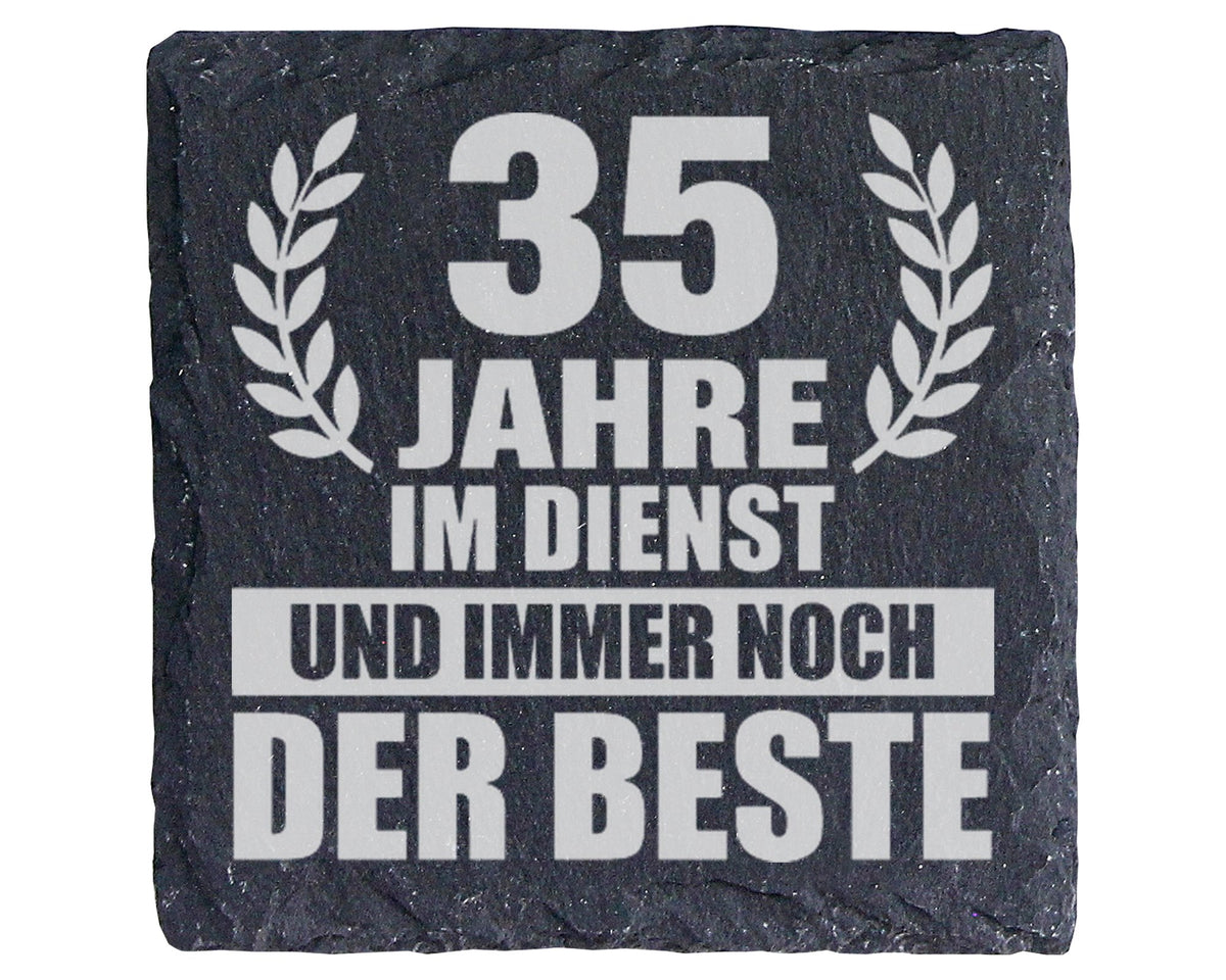Schiefer Untersetzer 35 Jahre Im Dienst Noch Der Beste - Geschenk Für  – Bild 1
