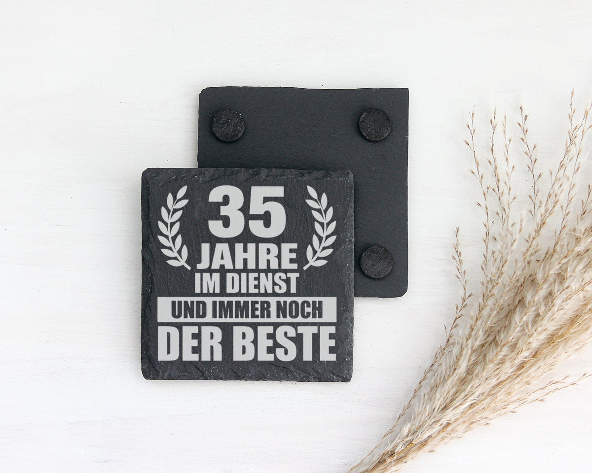 Schiefer Untersetzer 35 Jahre Im Dienst Noch Der Beste - Geschenk Für  – Bild 2