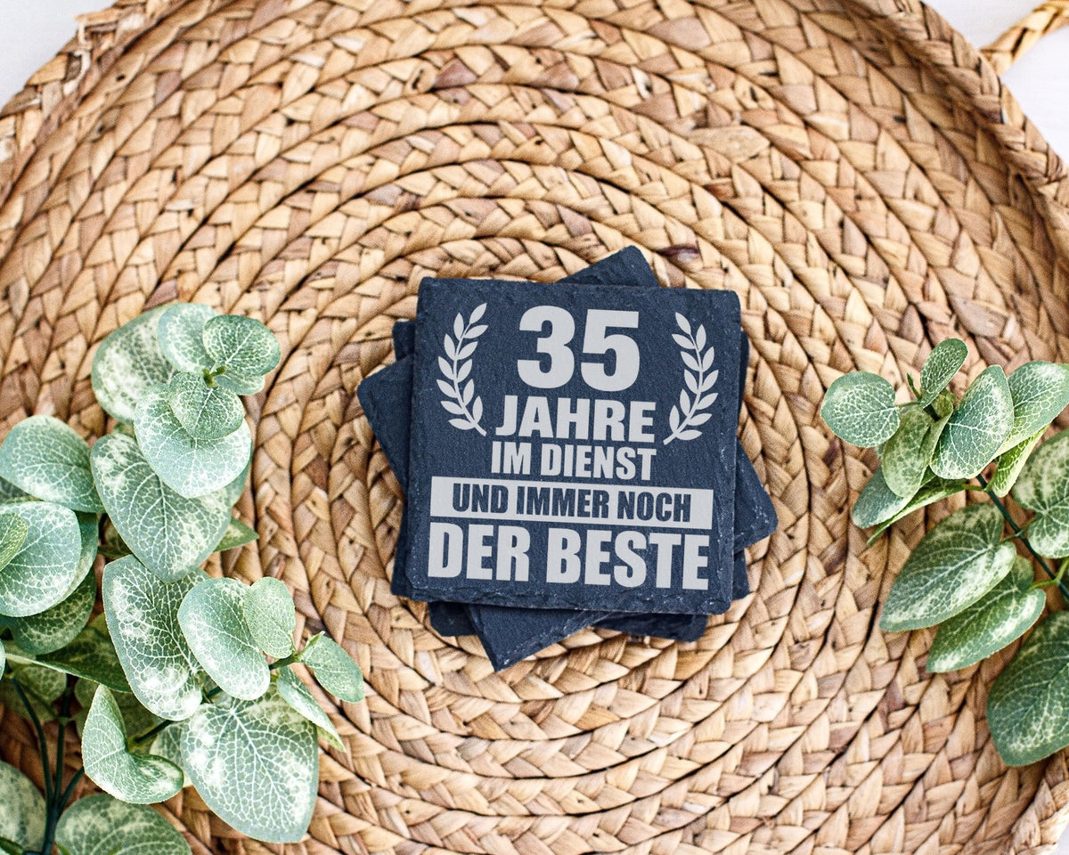 Schiefer Untersetzer 35 Jahre Im Dienst Noch Der Beste - Geschenk Für  – Bild 3