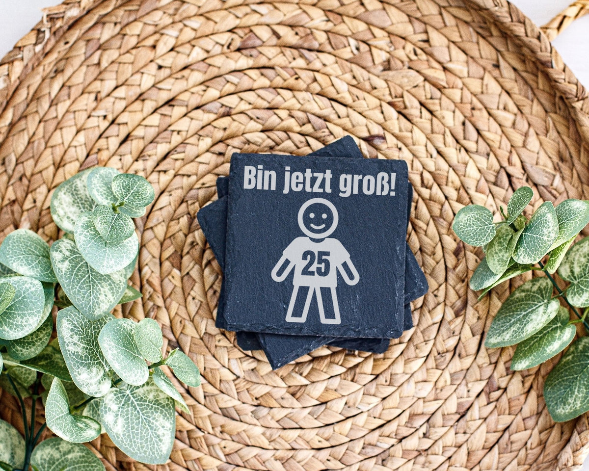 Schiefer Untersetzer Bin Jetzt Groß 25 - Lustiges Geschenk für Geburts – Bild 3