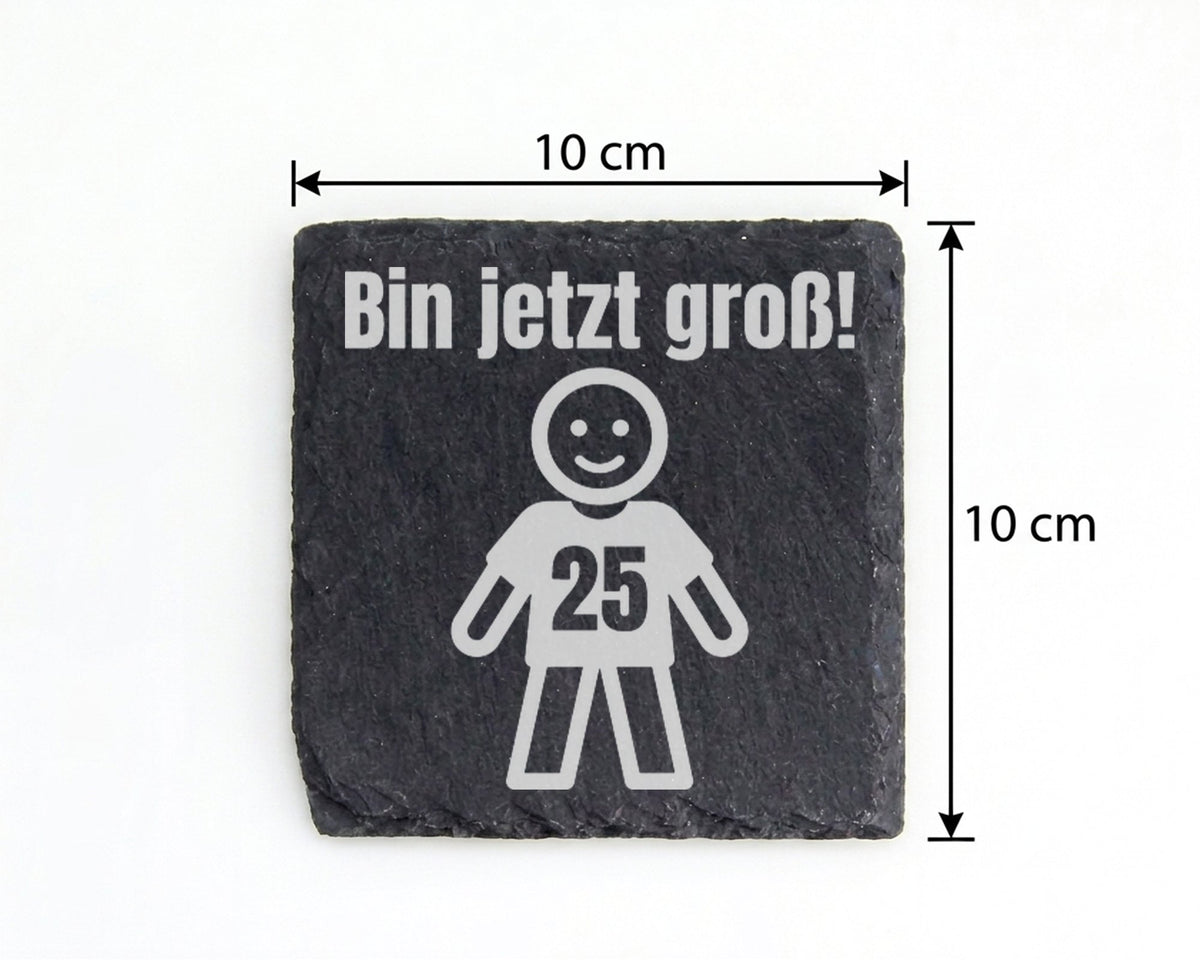 Schiefer Untersetzer Bin Jetzt Groß 25 - Lustiges Geschenk für Geburts – Bild 4