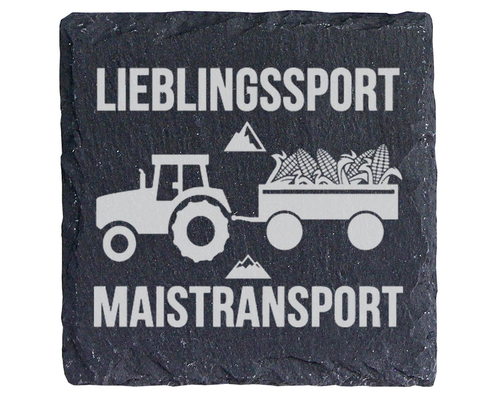 Schiefer Untersetzer Traktor Lieblingssport Maistransport - Geschenk f – Bild 1