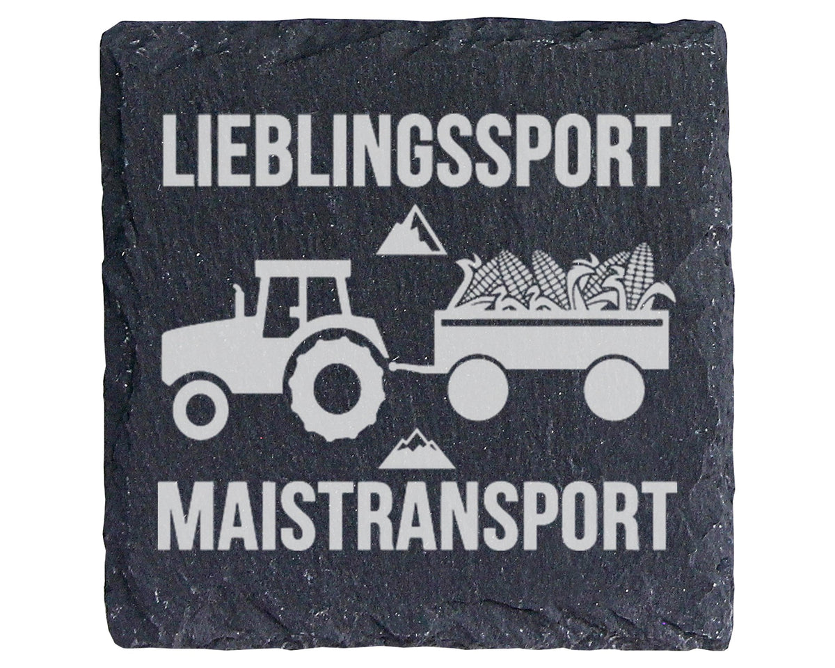 Schiefer Untersetzer Traktor Lieblingssport Maistransport - Geschenk f – Bild 1