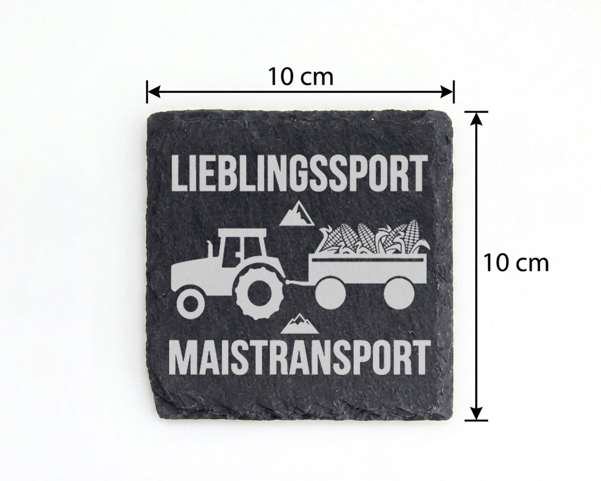 Schiefer Untersetzer Traktor Lieblingssport Maistransport - Geschenk f – Bild 4