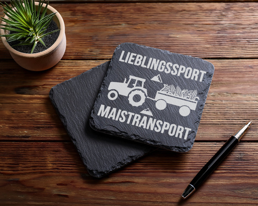 Schiefer Untersetzer Traktor Lieblingssport Maistransport - Geschenk f – Bild 5