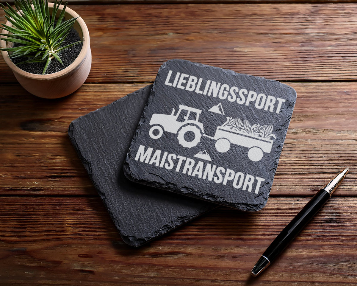 Schiefer Untersetzer Traktor Lieblingssport Maistransport - Geschenk f – Bild 5