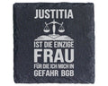 Schiefer Untersetzer Justitia Einzige Frau BGB - Geschenk für Juristen – Bild 1