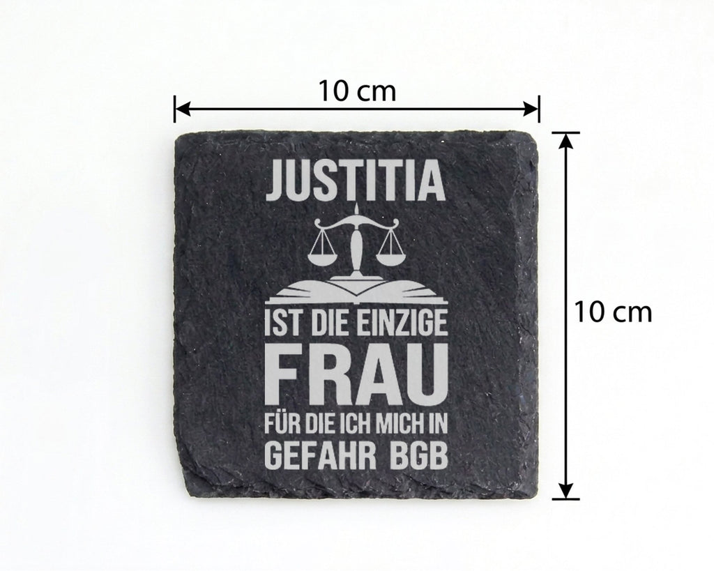 Schiefer Untersetzer Justitia Einzige Frau BGB - Geschenk für Juristen – Bild 4