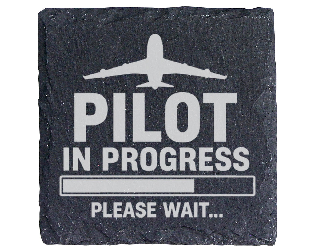 Schiefer Untersetzer Pilot In Progress Please Wait Flugzeug - Geschenk – Bild 1