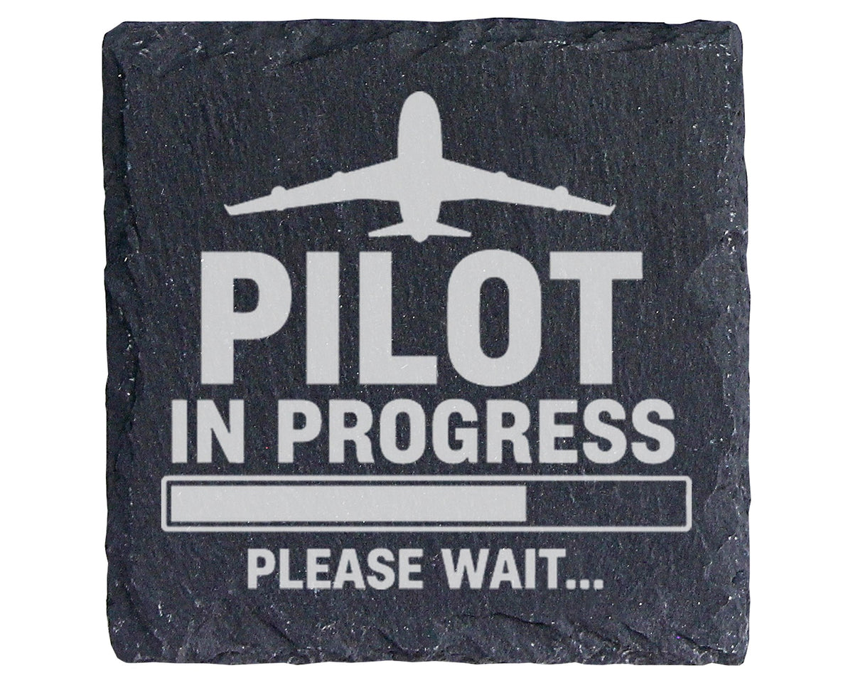 Schiefer Untersetzer Pilot In Progress Please Wait Flugzeug - Geschenk – Bild 1