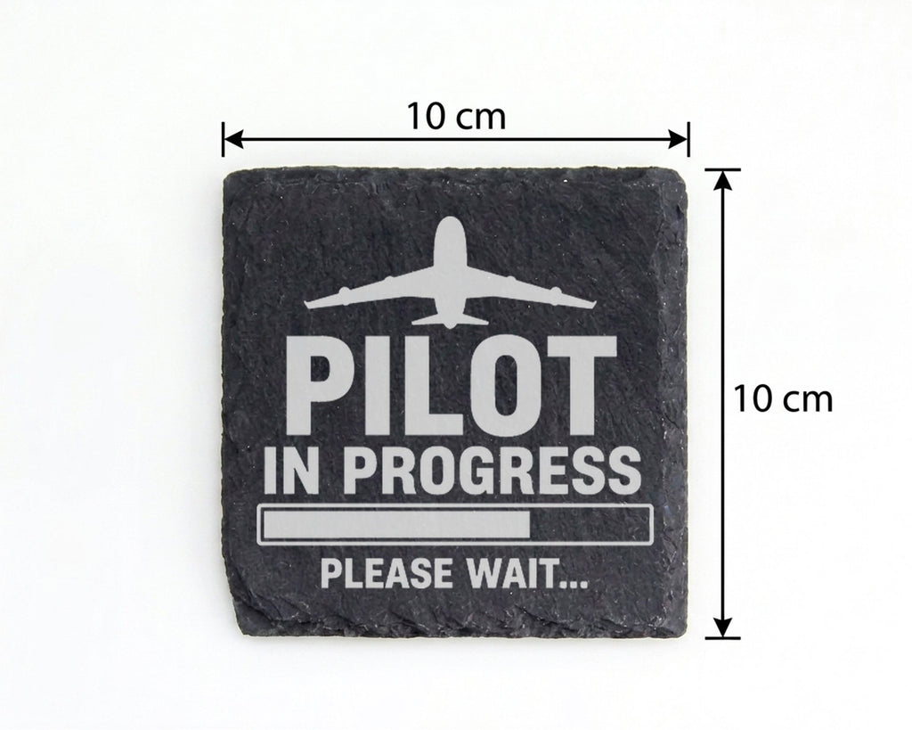 Schiefer Untersetzer Pilot In Progress Please Wait Flugzeug - Geschenk – Bild 4