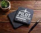 Schiefer Untersetzer Pilot In Progress Please Wait Flugzeug - Geschenk – Bild 5