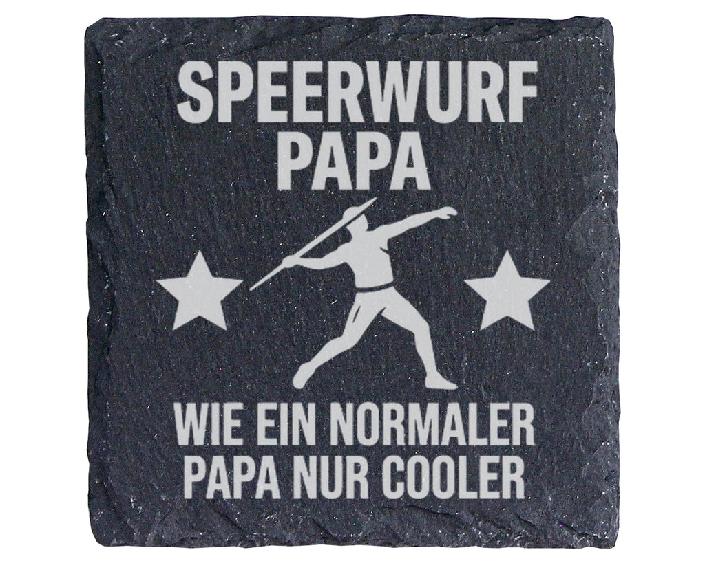 Schiefer Untersetzer Speerwurf Papa Spruch Wie Normaler Nur Cooler - G – Bild 1