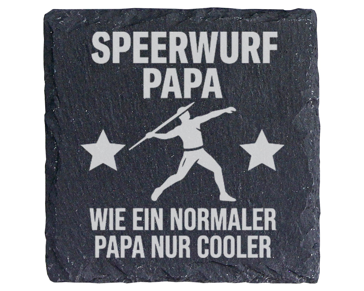 Schiefer Untersetzer Speerwurf Papa Spruch Wie Normaler Nur Cooler - G – Bild 1