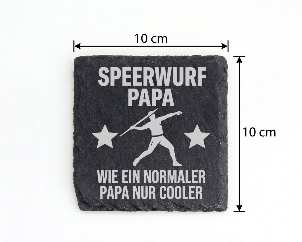Schiefer Untersetzer Speerwurf Papa Spruch Wie Normaler Nur Cooler - G – Bild 4