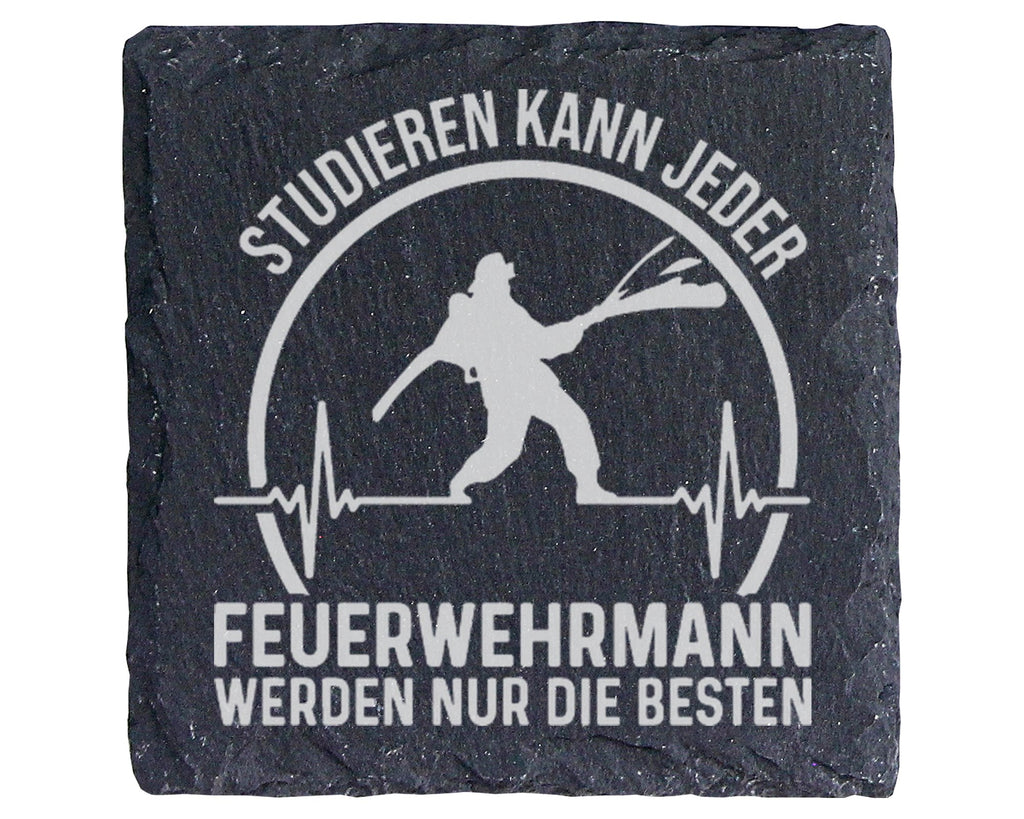 Schiefer Untersetzer Feuerwehrmann Die Besten Spruch - Geschenk für He – Bild 1