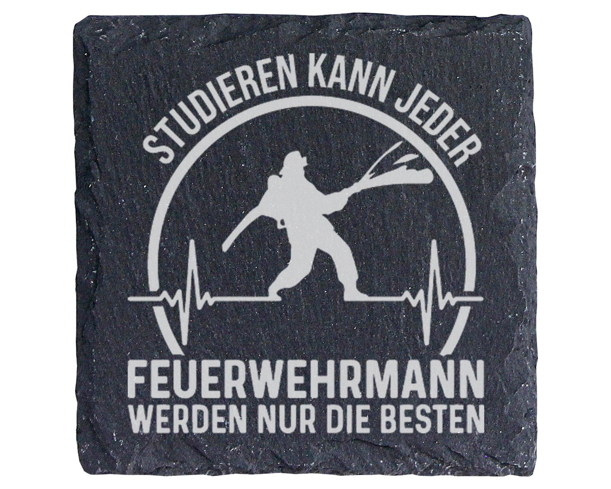 Schiefer Untersetzer Feuerwehrmann Die Besten Spruch - Geschenk für He – Bild 1
