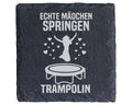 Schiefer Untersetzer Echte Mädchen Springen Trampolin - Geschenk für T – Bild 1