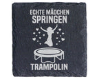 Schiefer Untersetzer Echte Mädchen Springen Trampolin - Geschenk für T – Bild 1