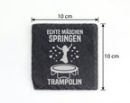 Schiefer Untersetzer Echte Mädchen Springen Trampolin - Geschenk für T – Bild 4