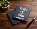 Schiefer Untersetzer Echte Mädchen Springen Trampolin - Geschenk für T – Bild 5