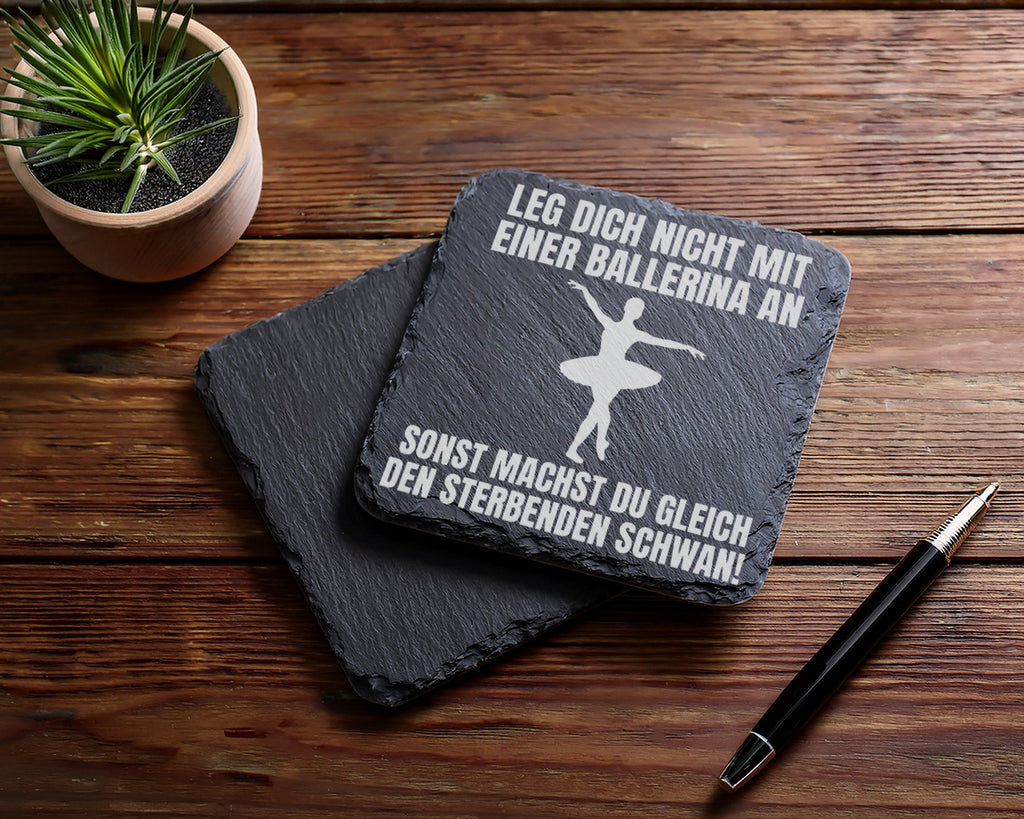 Schiefer Untersetzer Ballerina Sterbender Schwan Spruch - Lustiges Ges – Bild 5