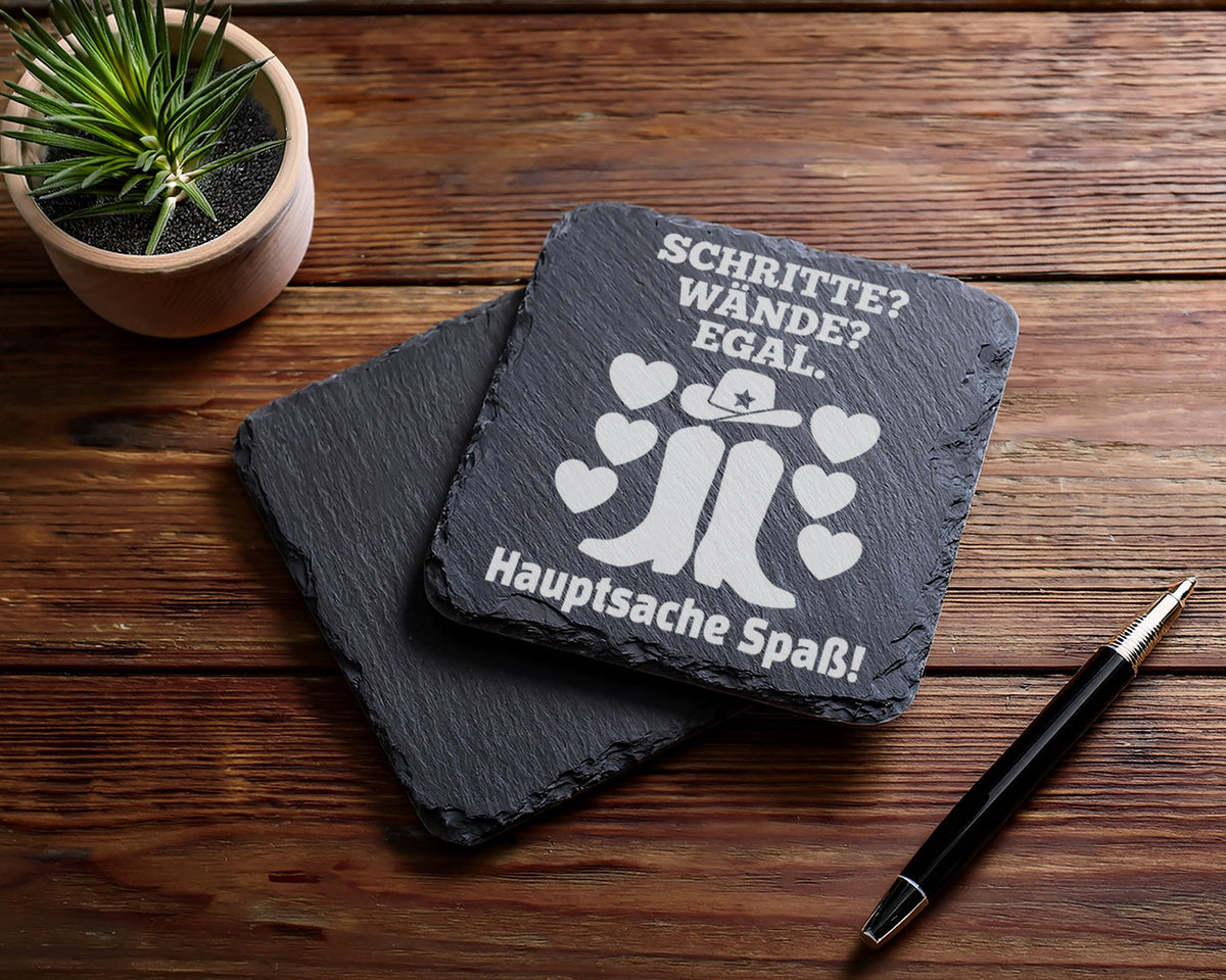 Schiefer Untersetzer Line Dance Hauptsache Spaß - Geschenk für Country – Bild 5