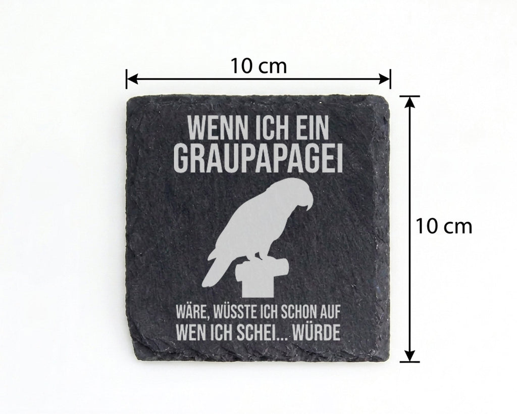Schiefer Untersetzer Graupapagei Lustiger Spruch - Witziges Geschenk f – Bild 4