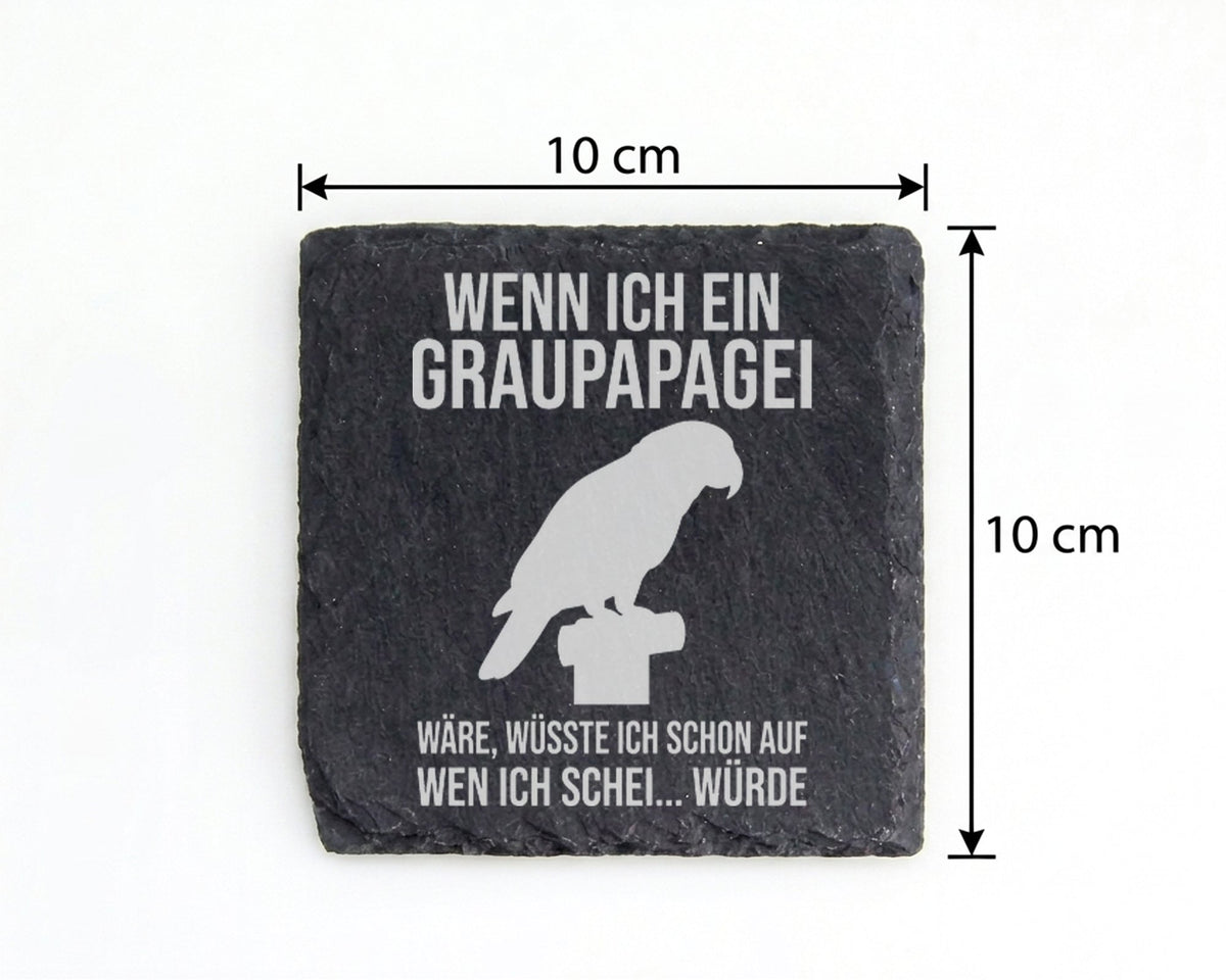 Schiefer Untersetzer Graupapagei Lustiger Spruch - Witziges Geschenk f – Bild 4