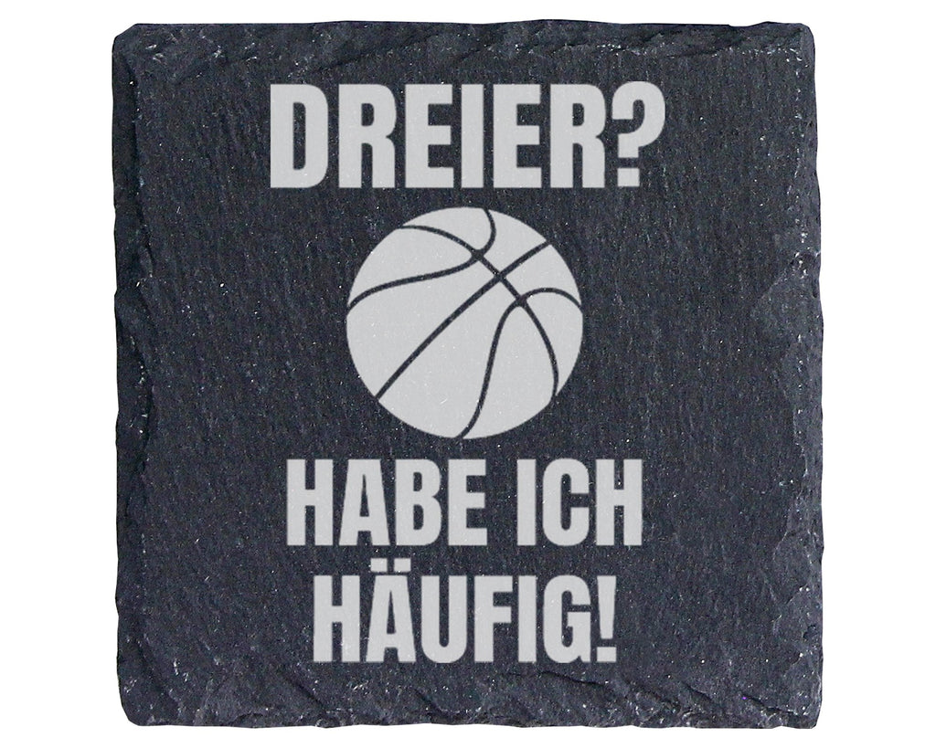 Schiefer Untersetzer Basketball Dreier Habe Ich Häufig - Geschenk Für  – Bild 1