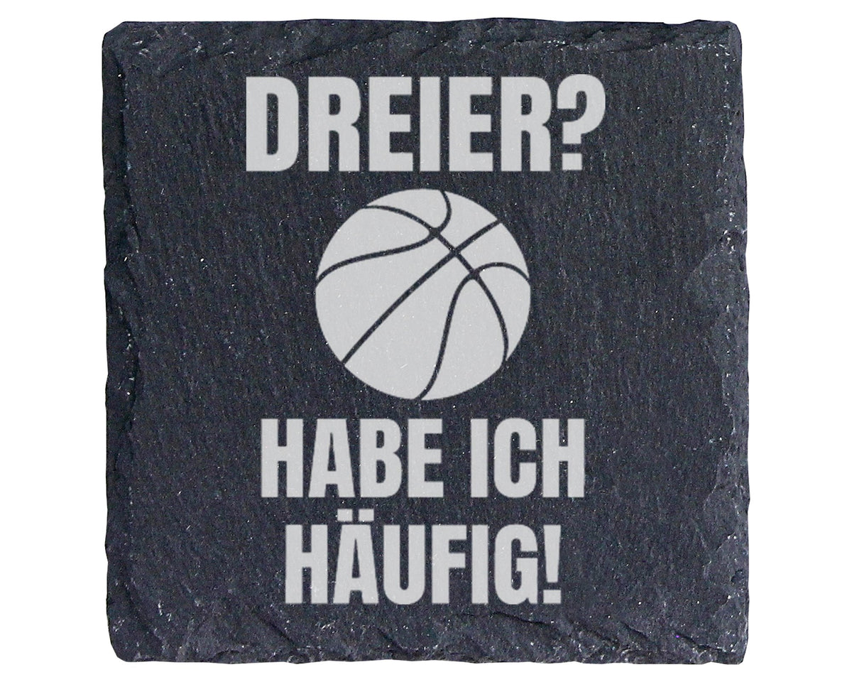 Schiefer Untersetzer Basketball Dreier Habe Ich Häufig - Geschenk Für  – Bild 1