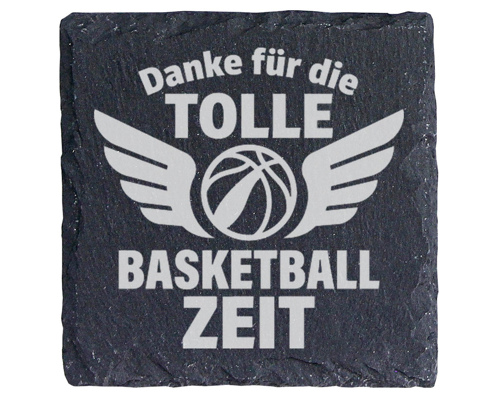 Schiefer Untersetzer Basketball Danke für die Zeit - Geschenk an Train – Bild 1